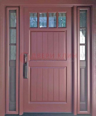 Входная дверь с массивом с фрамугами и витражом ВЖ-19 в Балашихе