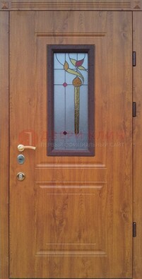 Железная дверь с МДФ и витражом ВЖ-24 в Балашихе